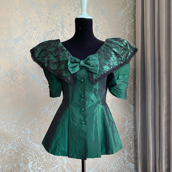Vintage Emerald Peplum Top - Picture 1 of 4